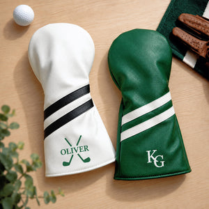 Personalized Golf Club Headcover, Custom Leather Driver Cover, Name Monogram Golf Gift for Dad 686353 WFD