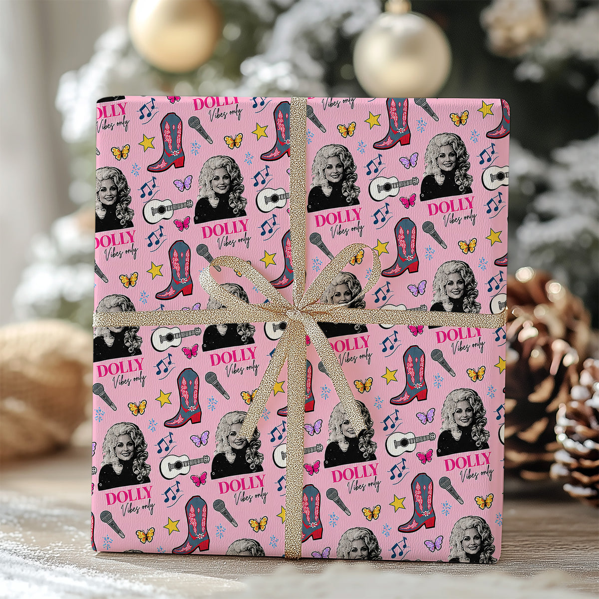 Dolly Parton Memorial Wrapping Paper, Pink Country Music Gift Wrap, Western Cowgirl Dolly Fan Gift 686284