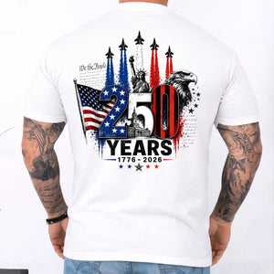 USA 250 Years Anniversary Backside Shirt, Patriotic Jet Fighter Tee, 1776-2026 4th of July Shirt 685156