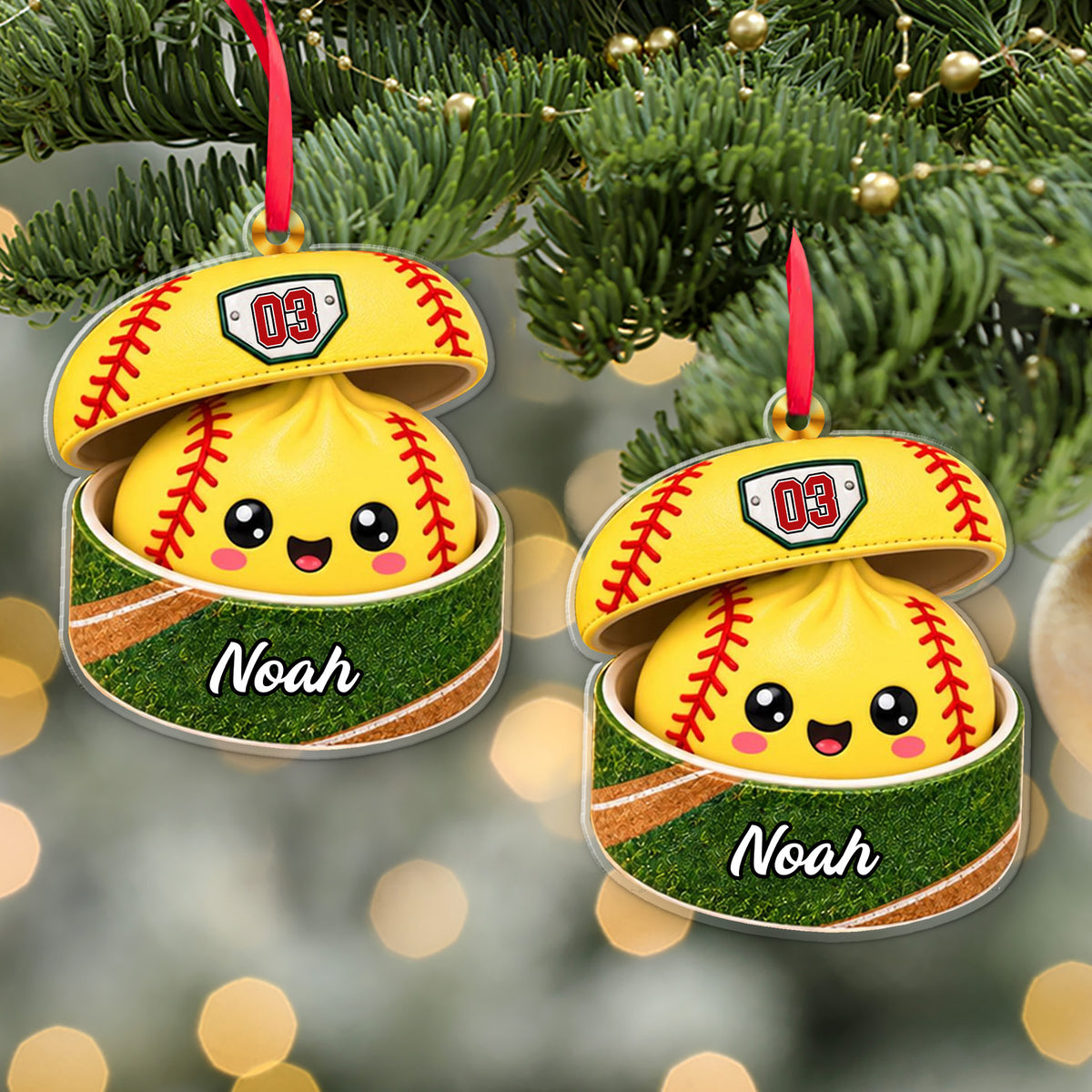Personalized Sports Dumpling Acrylic Ornament, Custom Name Squishy Christmas Ornament, Kids Gift 686340