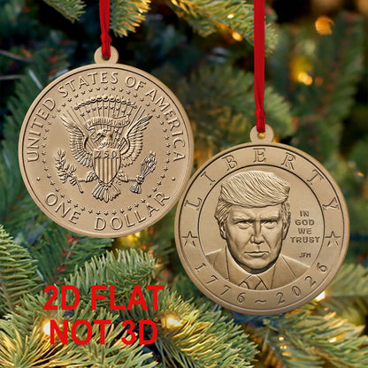 Donald Trump 2-Sided Wooden Ornament, USA 250th Anniversary Christmas Ornament 686132