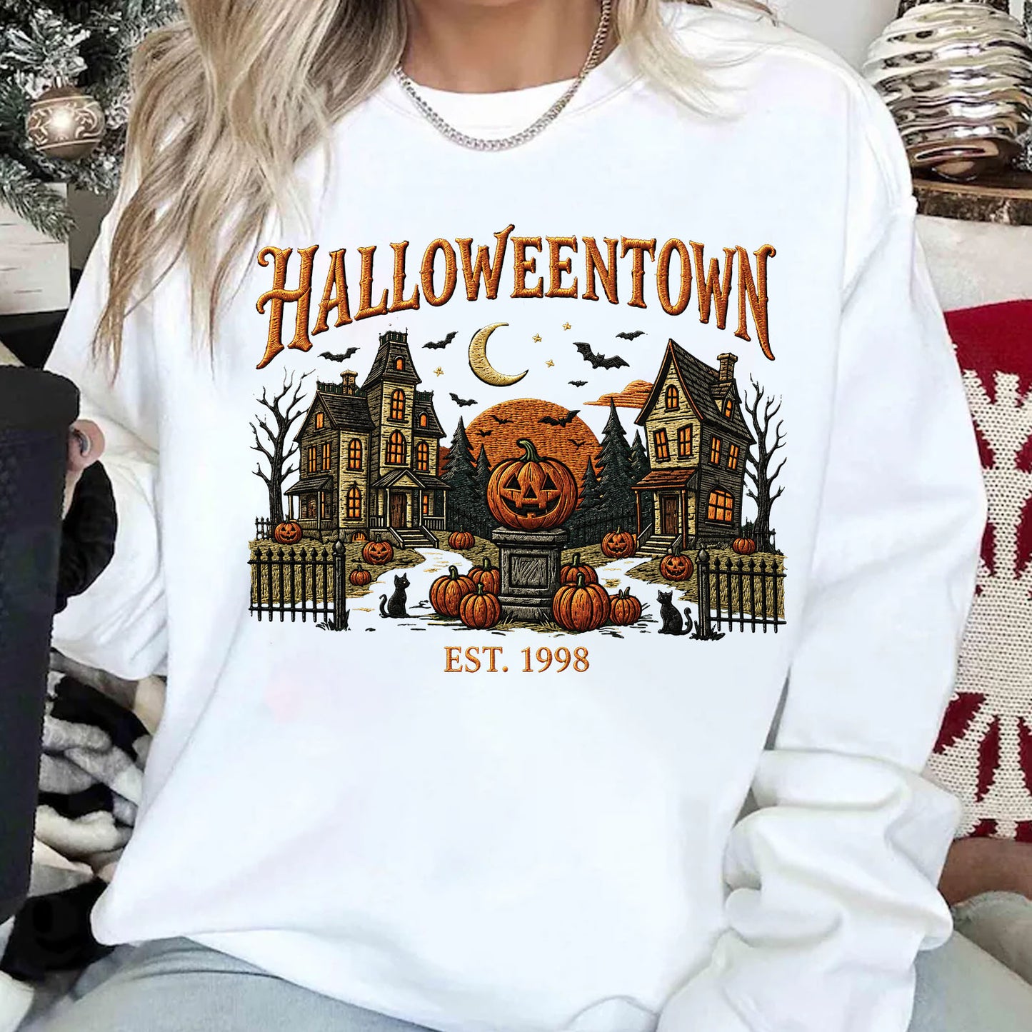 Halloweentown Sweatshirt, Vintage Spooky Village Shirt, Retro Haunted House Pumpkin Fall Tee 685623