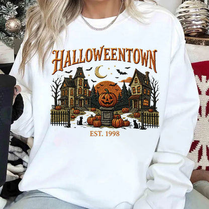 Halloweentown Sweatshirt, Vintage Spooky Village Shirt, Retro Haunted House Pumpkin Fall Tee 685623