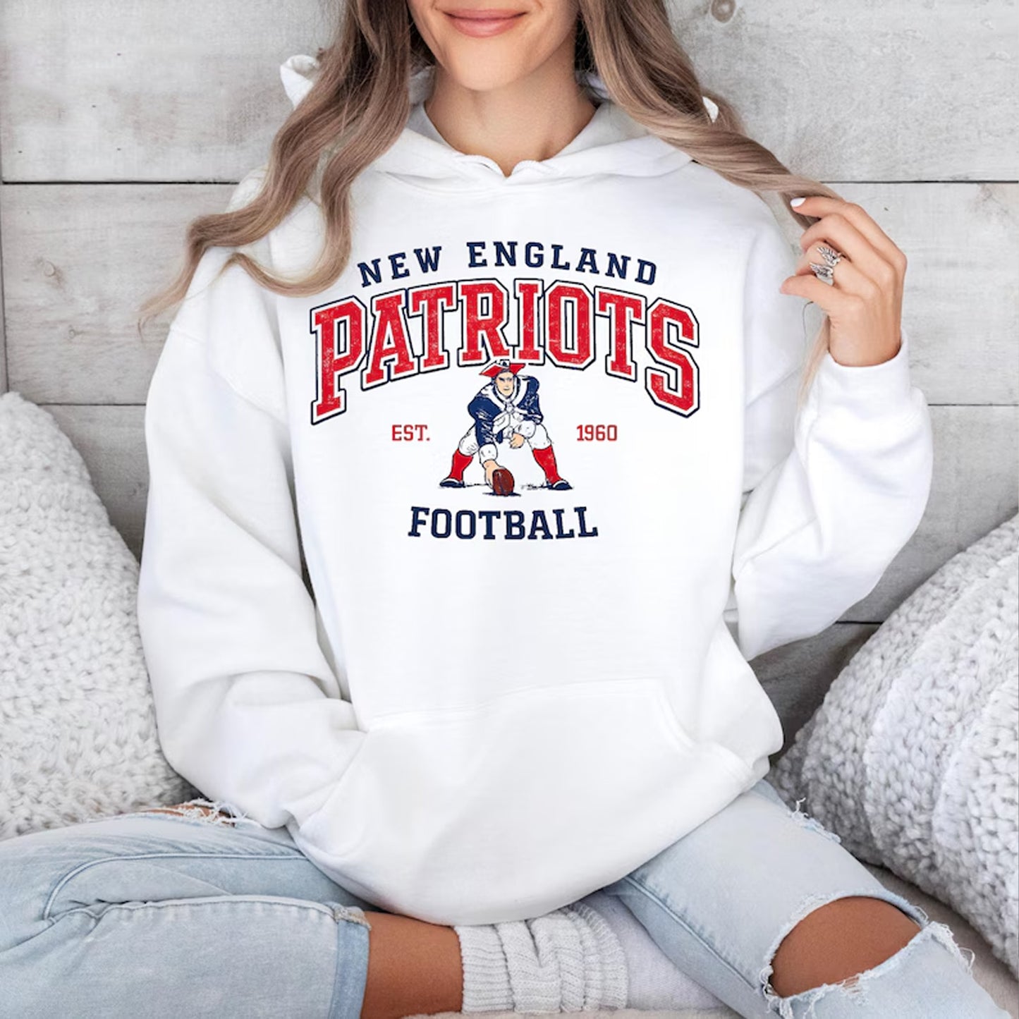 New England Football Vintage Mascot Sweatshirt, Retro Patriots Crewneck Shirt, Football Fan Gift 684260 WFD