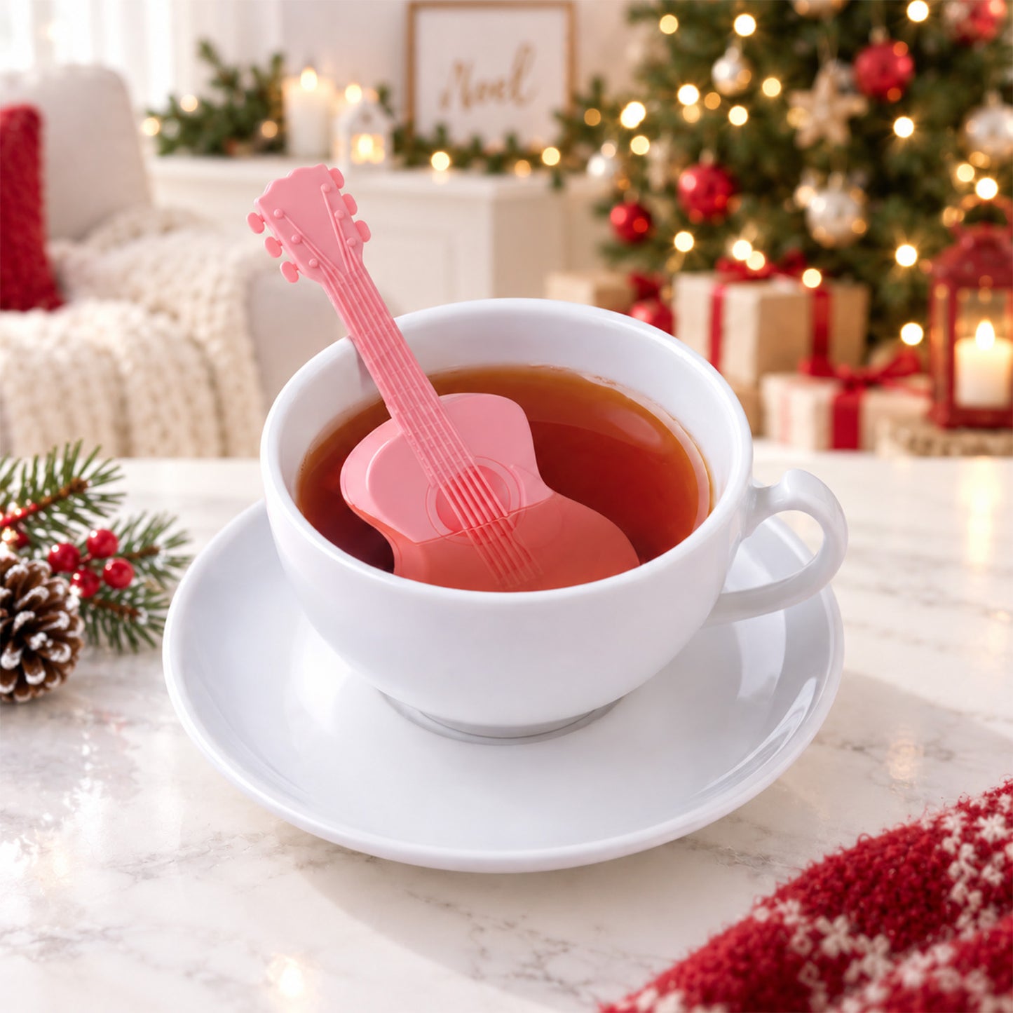 Dolly Parton Pink Guitar Tea Infuser, Silicone Loose Leaf Tea Steeper, Country Music Fan Gift 686182 WFD