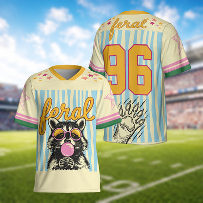 Personalized Feral Raccoon Football Jersey, Custom Striped Game Day Shirt, Funny Animal Fan Gift 685677