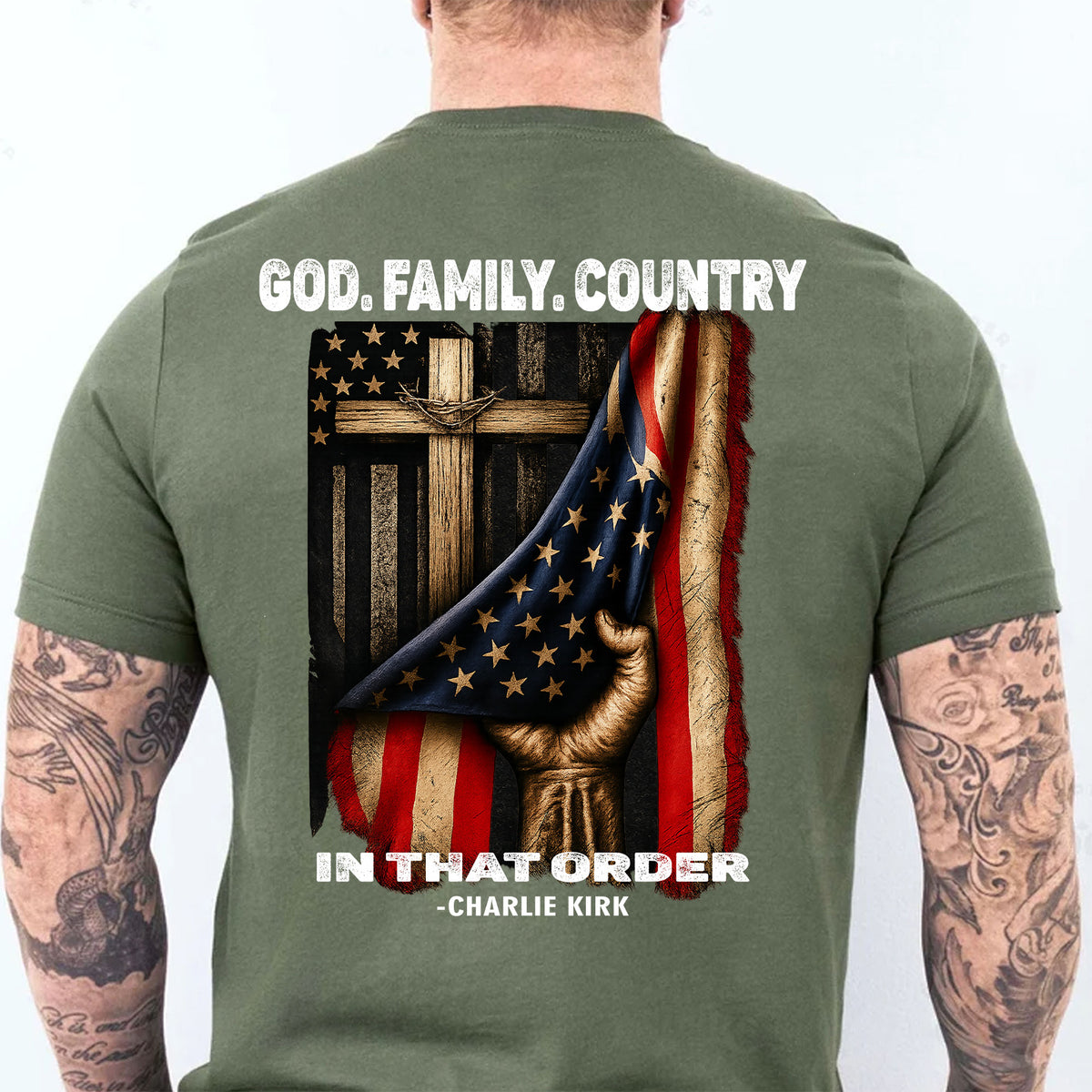 God Family Country Charlie Kirk Memorial Shirt | Charlie kirk T-Shirt | Pray For Charlie Kirk Backside Shirt 683193