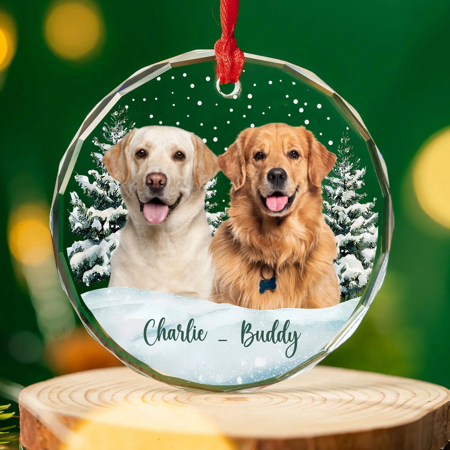 Personalized Dog Photo Glass Ornament | Custom Dog Cat Pet Photo Christmas Ornament 683461