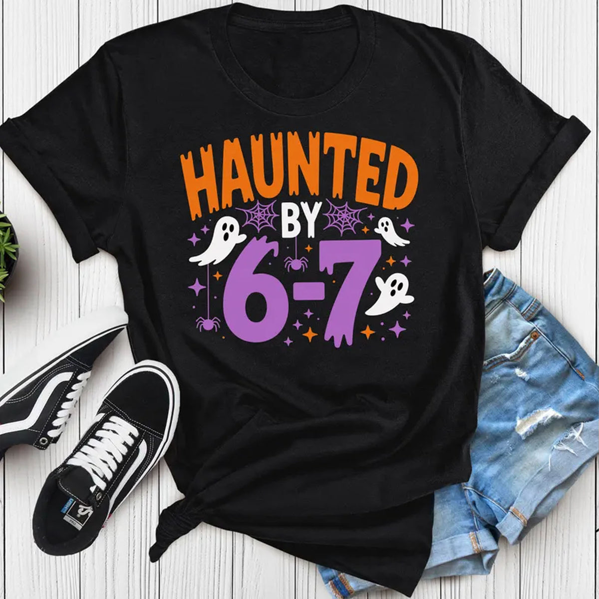 Halloween Six Seven Shirt | Haunted by 6 7 Halloween Shirt | Spooky Meme Tee | Funny Ghost Trendy Halloween Shirt 683183