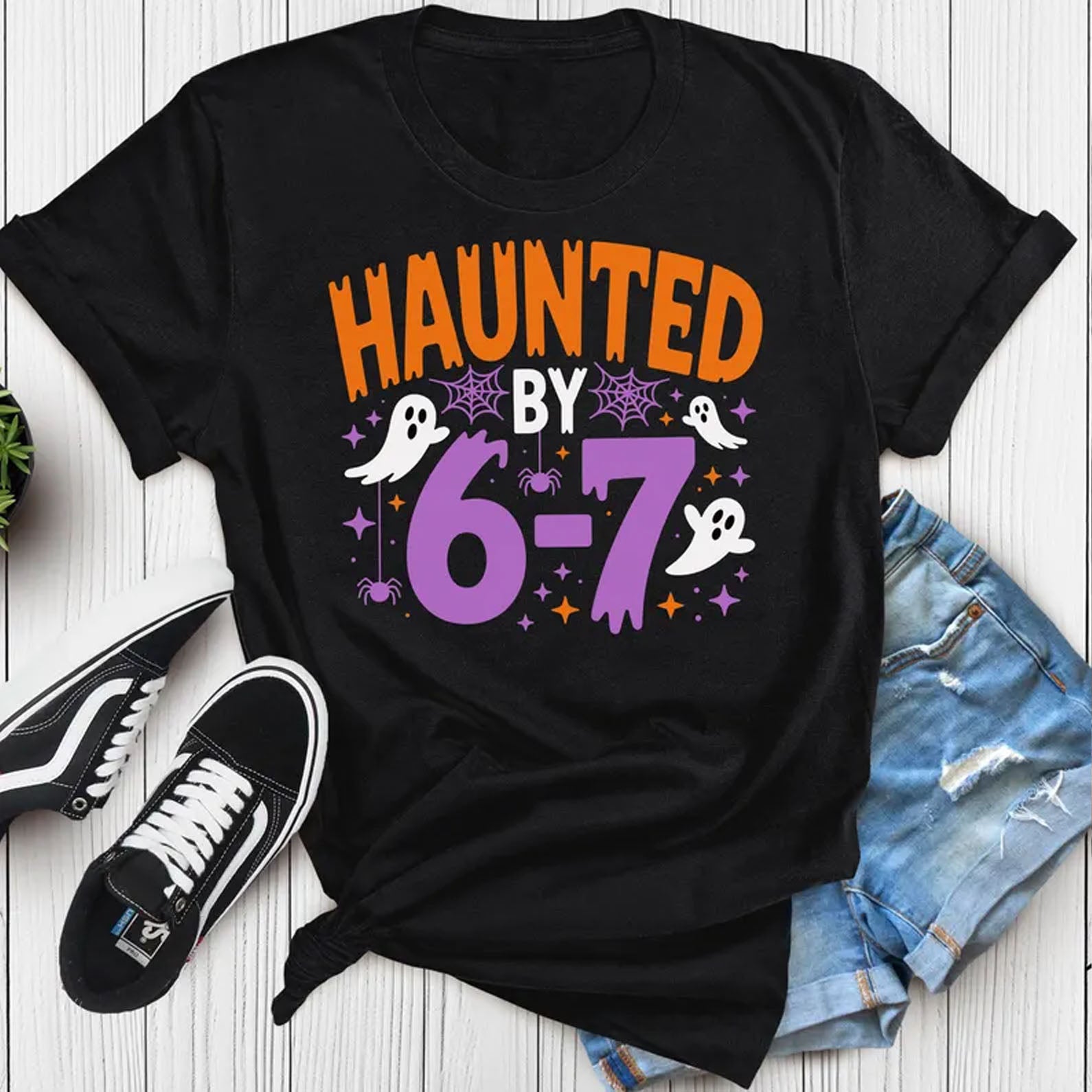 Halloween Six Seven Shirt | Haunted by 6 7 Halloween Shirt | Spooky Meme Tee | Funny Ghost Trendy Halloween Shirt 683183