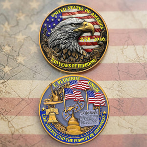 USA 250 Years of Freedom Commemorative Coin | Patriotic Eagle US Flag 1776–2026 Coin 684631