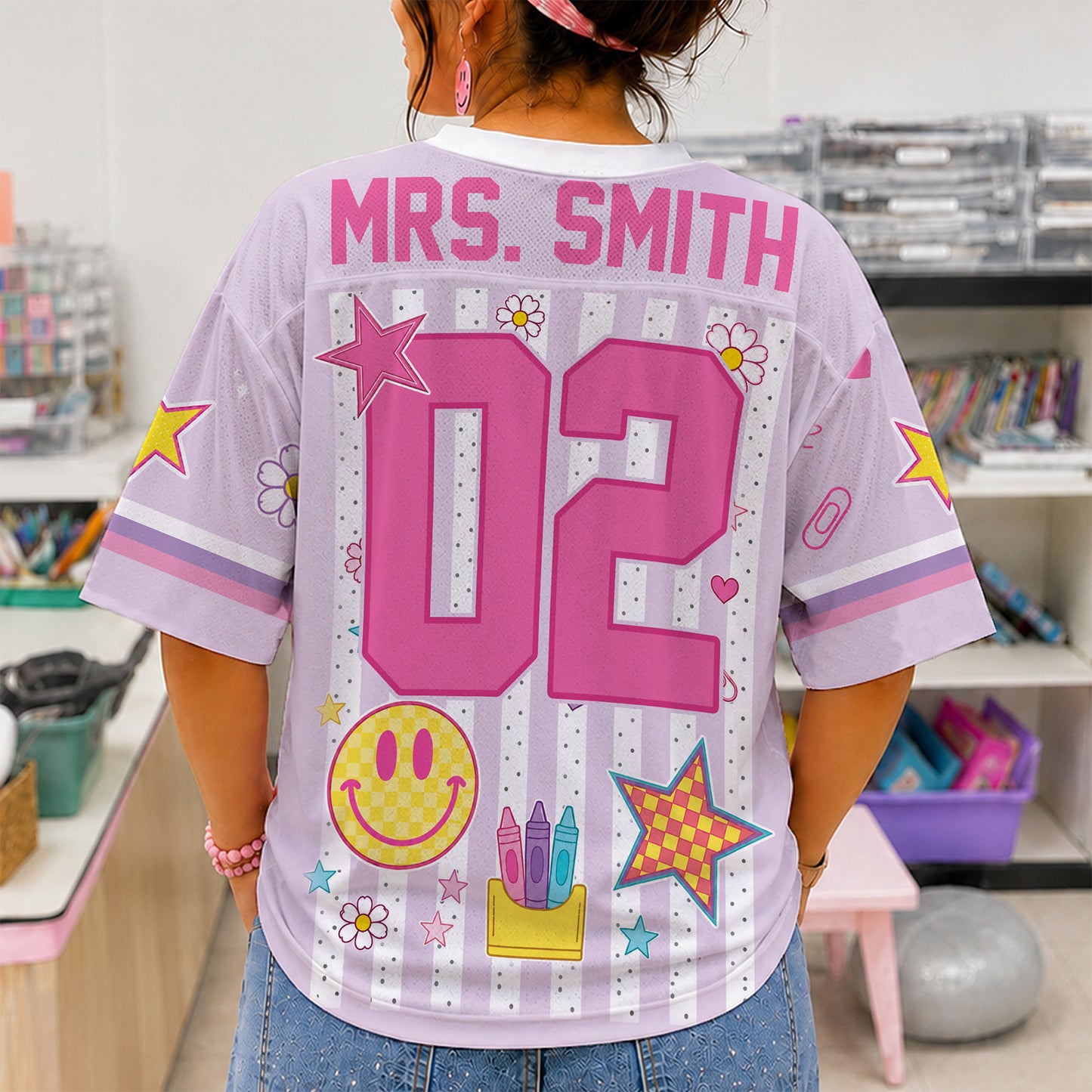 Personalized Teacher Football Jersey, Custom Grade Level Name & Number Shirt, Retro Back to School Gift 685676