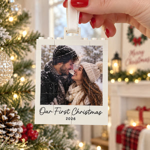 Custom Photo Couple Building Block Ornament, Personalized Our First Christmas Couple Keepsake Gift 686295 WFD