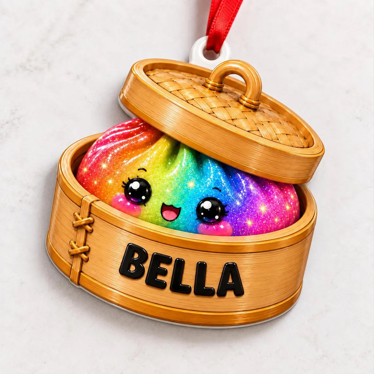 Personalized Glitter Dumpling Acrylic Ornament, Custom Name Squishy Kids Christmas Gift 686341 WFD