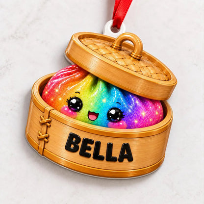 Personalized Glitter Dumpling Acrylic Ornament, Custom Name Squishy Kids Christmas Gift 686341 WFD