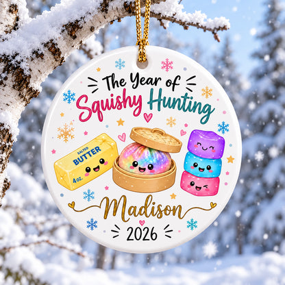Personalized Squishy Ceramic Ornament 2026, Custom Kids Name Year of Squishy Hunting Christmas Gift 686440 WFD