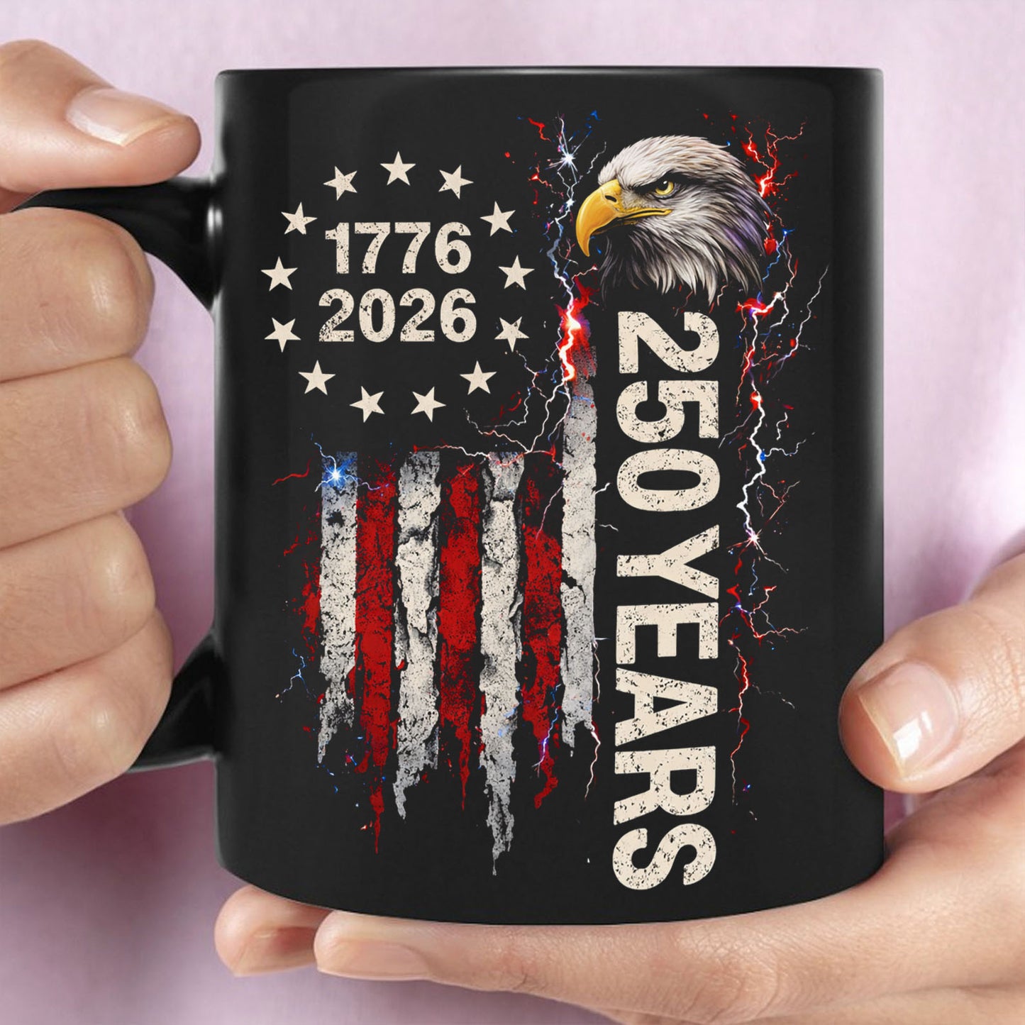 250 Years Patriotic Eagle Black Mug, 1776-2026 US Flag Coffee Mug, 4th of July Independence Day Gift 684749