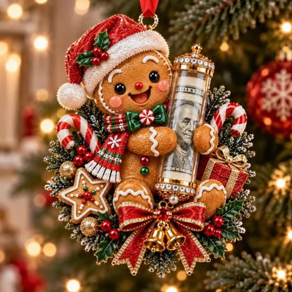 Custom Name Christmas Money Holder Ornament, Cute Festive Acrylic Cash Envelope Gift Holder Tree Hanging Pendant 686940 WFD