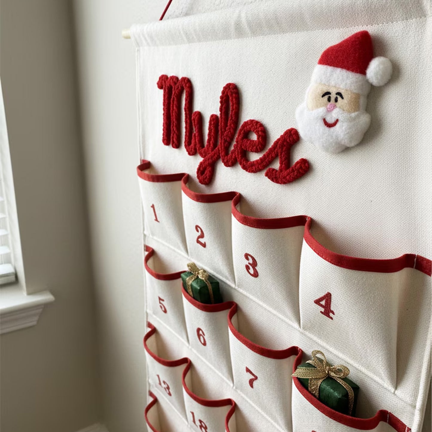 Personalized Christmas Advent Calendar, Custom Name Christmas Countdown Calendar, Kids Holiday Wall Hanging 685869 WFD