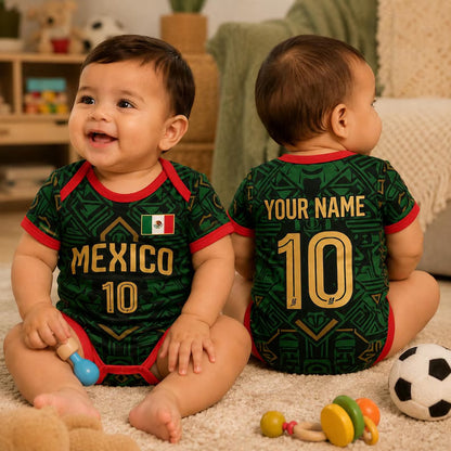 Custom Mexico 2026 Soccer Baby Bodysuit, Personalized Name Number Kids Jersey, Mexico Football Infant Shirt 685355 WFD