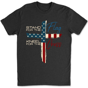 Stand For The Flag Kneel For The Cross Christian Shirt | USA Flag Cross Patriotic Tee | Faith Based 4th of July Shirt 683178