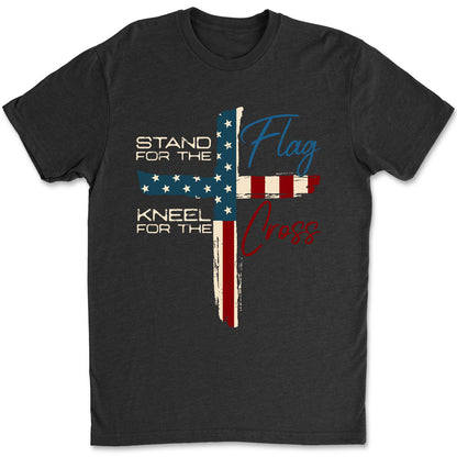 Stand For The Flag Kneel For The Cross Christian Shirt | USA Flag Cross Patriotic Tee | Faith Based 4th of July Shirt 683178