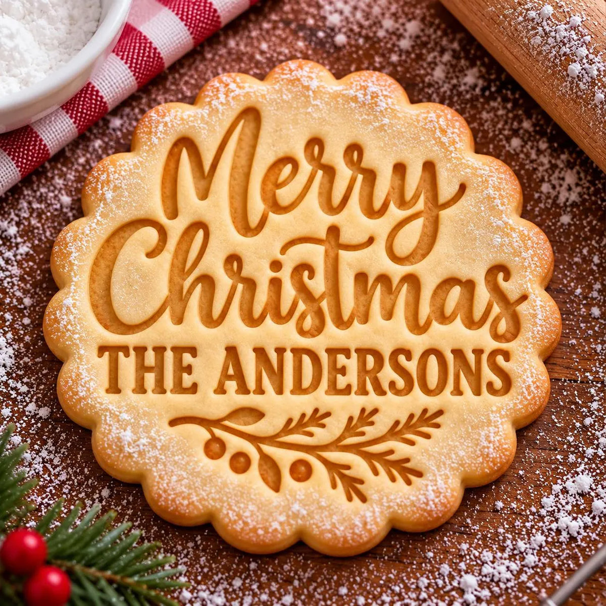 Personalized Family Christmas Cookie Cutter & Stamp, Custom Last Name Holiday Baking Tool, Gift for Bakers 686943 WFD