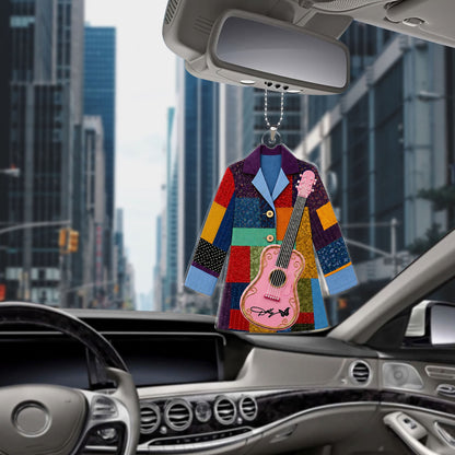 Dolly Parton Coat of Many Colors Car Ornament, Pink Guitar Country Music Ornament, Dolly Fan Gift 686130