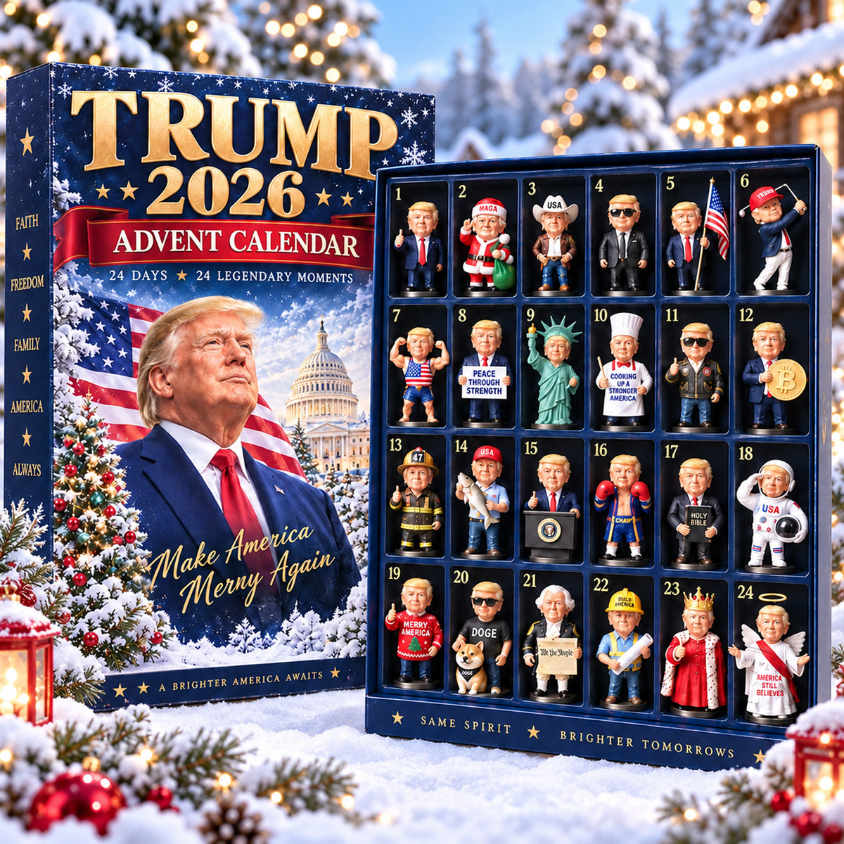 Trump 2026 Christmas Advent Calendar, 24 Day Donald Trump Countdown, Make America Merry Again Gift 686424 WFD