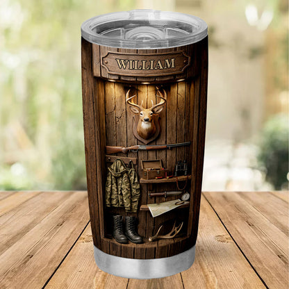 Personalized Hunting Antlers Curved Tumbler | Custom Deer Hunting 20oz Tumbler | Gift for Him, Father’s Day Gift 684613