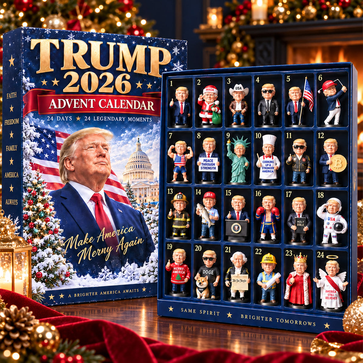 Trump 2026 Christmas Advent Calendar, 24 Day Donald Trump Countdown, Make America Merry Again Gift 686424 WFD