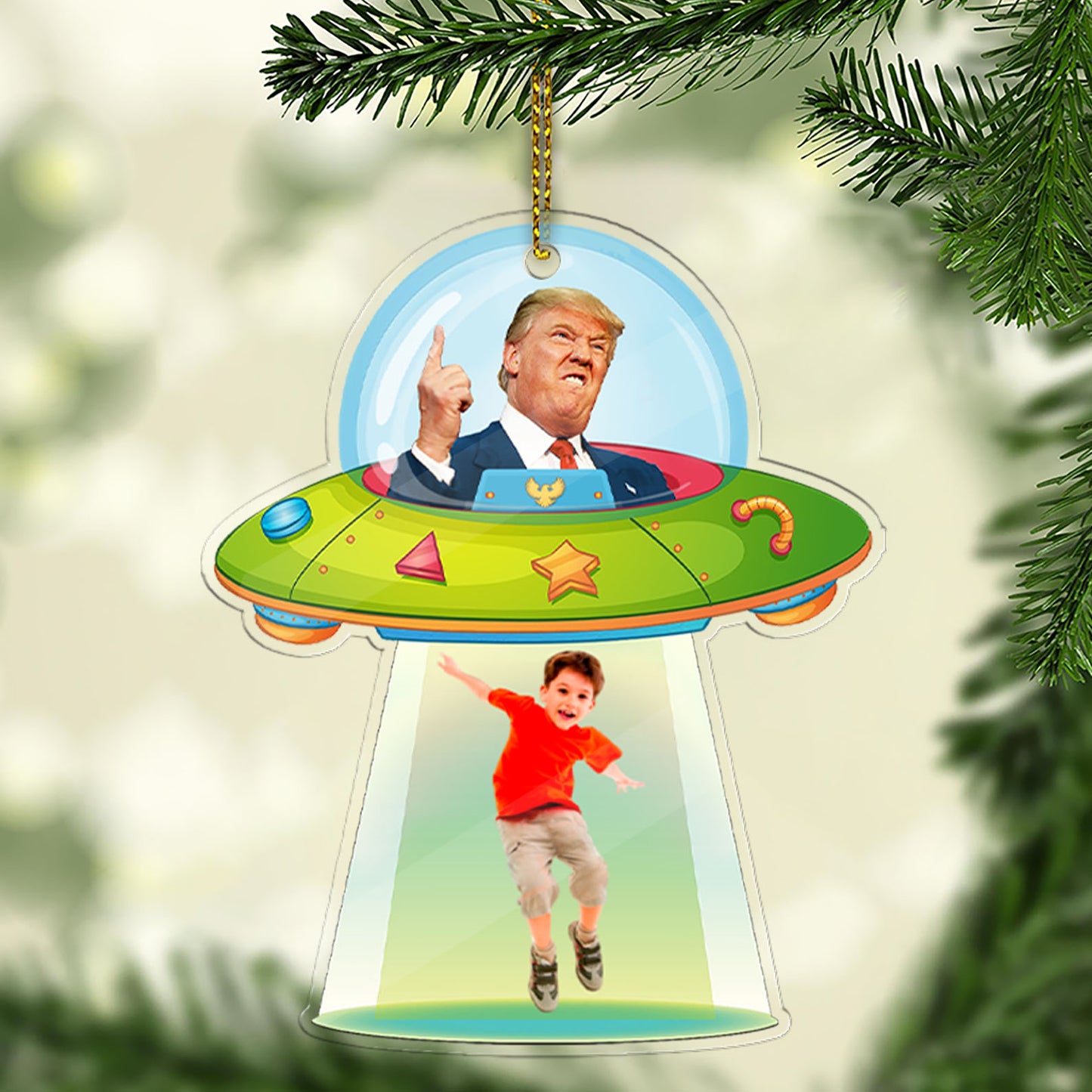 Personalized Donald Trump UFO Acrylic Ornament | Custom Photo Upload Christmas Ornament 683528 – GOP