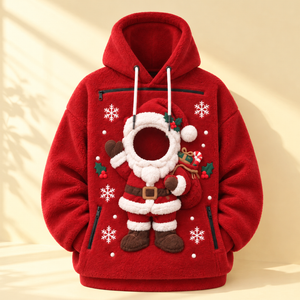 Funny Christmas 3D Plush Hooded Sweatshirt, Ugly Xmas Fleece Hoodie with Pet Carrier Pouch & Holiday Graphics for Men and Women 686796 WFD