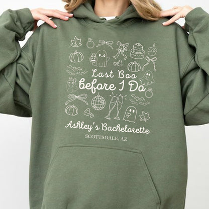 Personalized Halloween Bachelorette Party Shirt, Last Boo Before I Do Tee, Custom Bride Squad Bridal Party Tee 685641