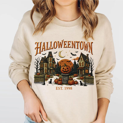 Halloweentown Sweatshirt, Vintage Spooky Village Shirt, Retro Haunted House Pumpkin Fall Tee 685623