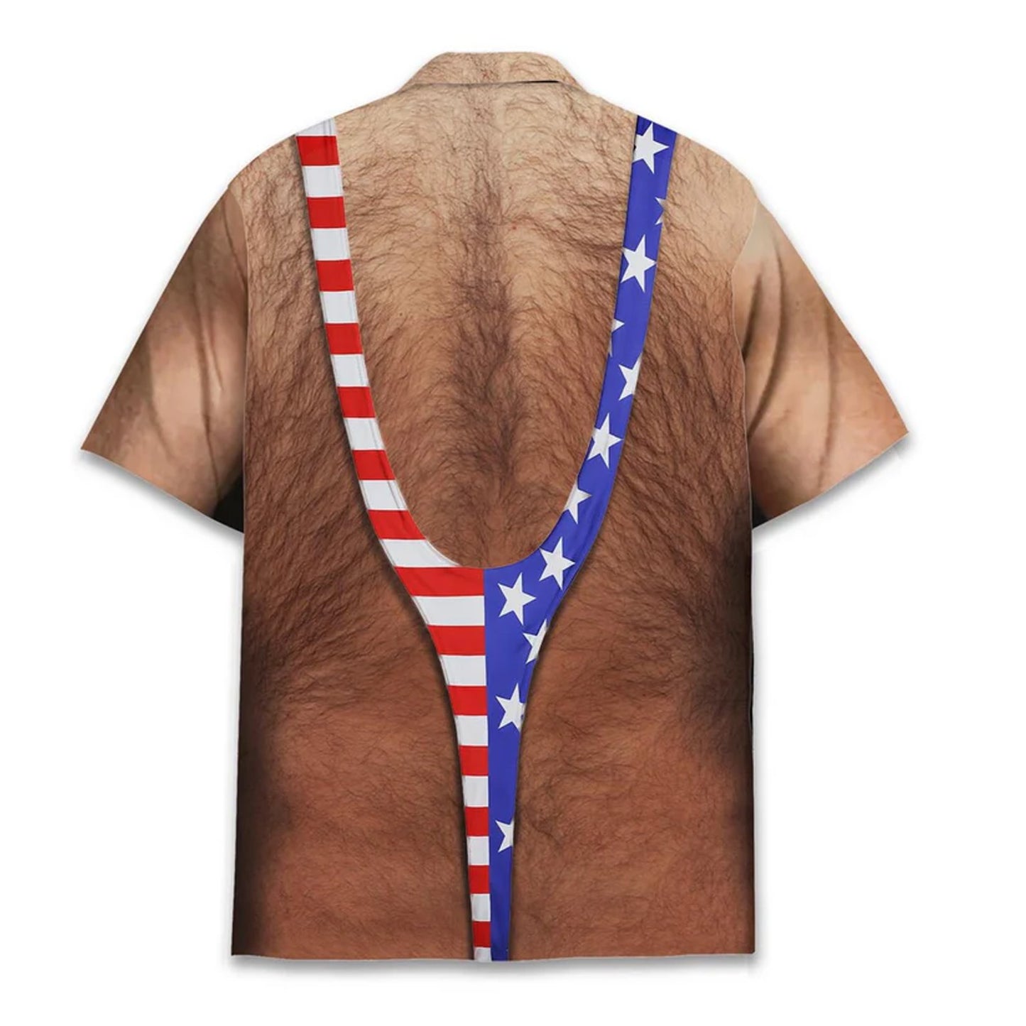 Funny 250 Years American Flag Hawaiian Shirt for Men, Patriotic Chest Hair Illusion AOP Hawaii Shirt 685294 WFD