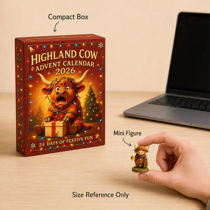 2D Highland Cow Christmas Advent Calendar 2026, 24-Day Countdown Mini Cow Figures, Cow Lover Gift 686317 WFD