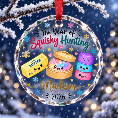 Personalized Squishy Glass Ornament 2026, Custom Kids Name Year of Squishy Hunting Christmas Gift 686440 WFD