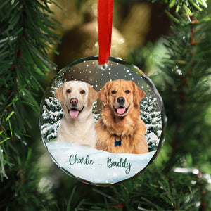 Personalized Dog Photo Glass Ornament | Custom Dog Cat Pet Photo Christmas Ornament 683461