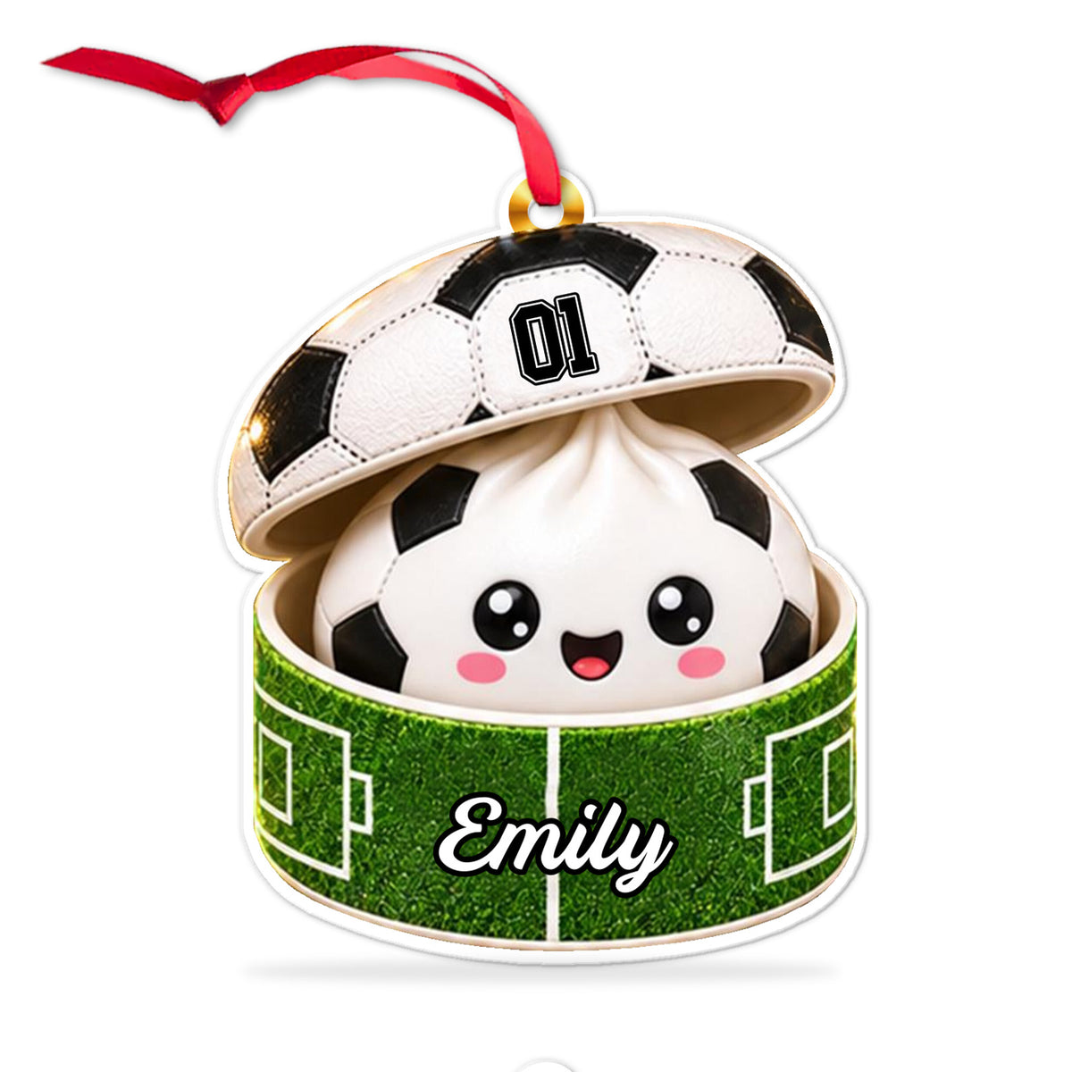 Personalized Sports Dumpling Acrylic Ornament, Custom Name Squishy Christmas Ornament, Kids Gift 686340