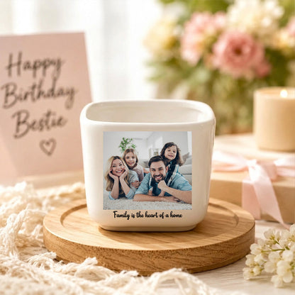 Personalized Photo Tulip Glass Flower Pot, Custom Family Photo Keepsake, Hand Blown Glass Flower Gift 685558