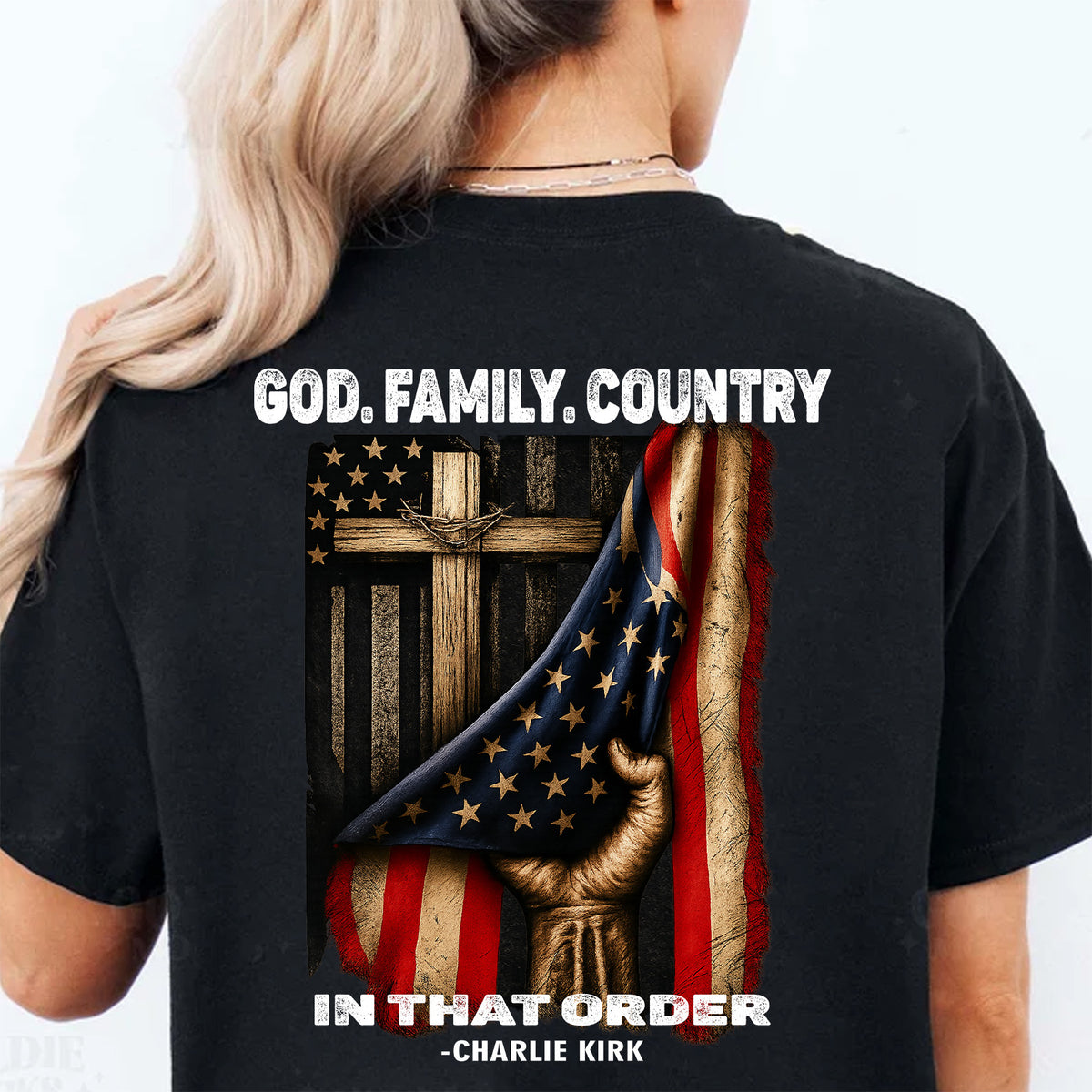 God Family Country Charlie Kirk Memorial Shirt | Charlie kirk T-Shirt | Pray For Charlie Kirk Backside Shirt 683193