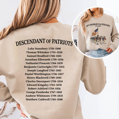 Custom Name 250 Years USA Shirt | Descendant of Patriots Front & Back Shirt | 1776–2026 Patriotic Heritage Tee 684474