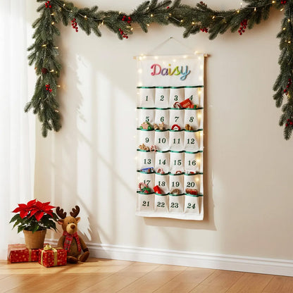 Personalized Christmas Advent Calendar, Custom Name Christmas Countdown Calendar, Kids Holiday Wall Hanging 685869 WFD