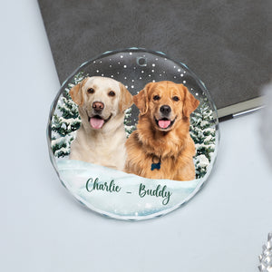 Personalized Dog Photo Glass Ornament | Custom Dog Cat Pet Photo Christmas Ornament 683461
