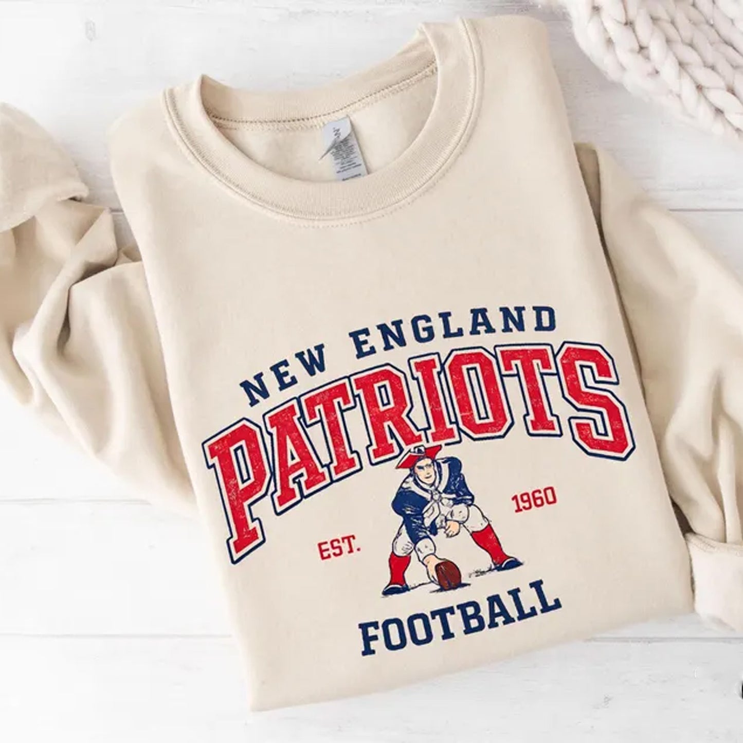 New England Football Vintage Mascot Sweatshirt, Retro Patriots Crewneck Shirt, Football Fan Gift 684260 WFD