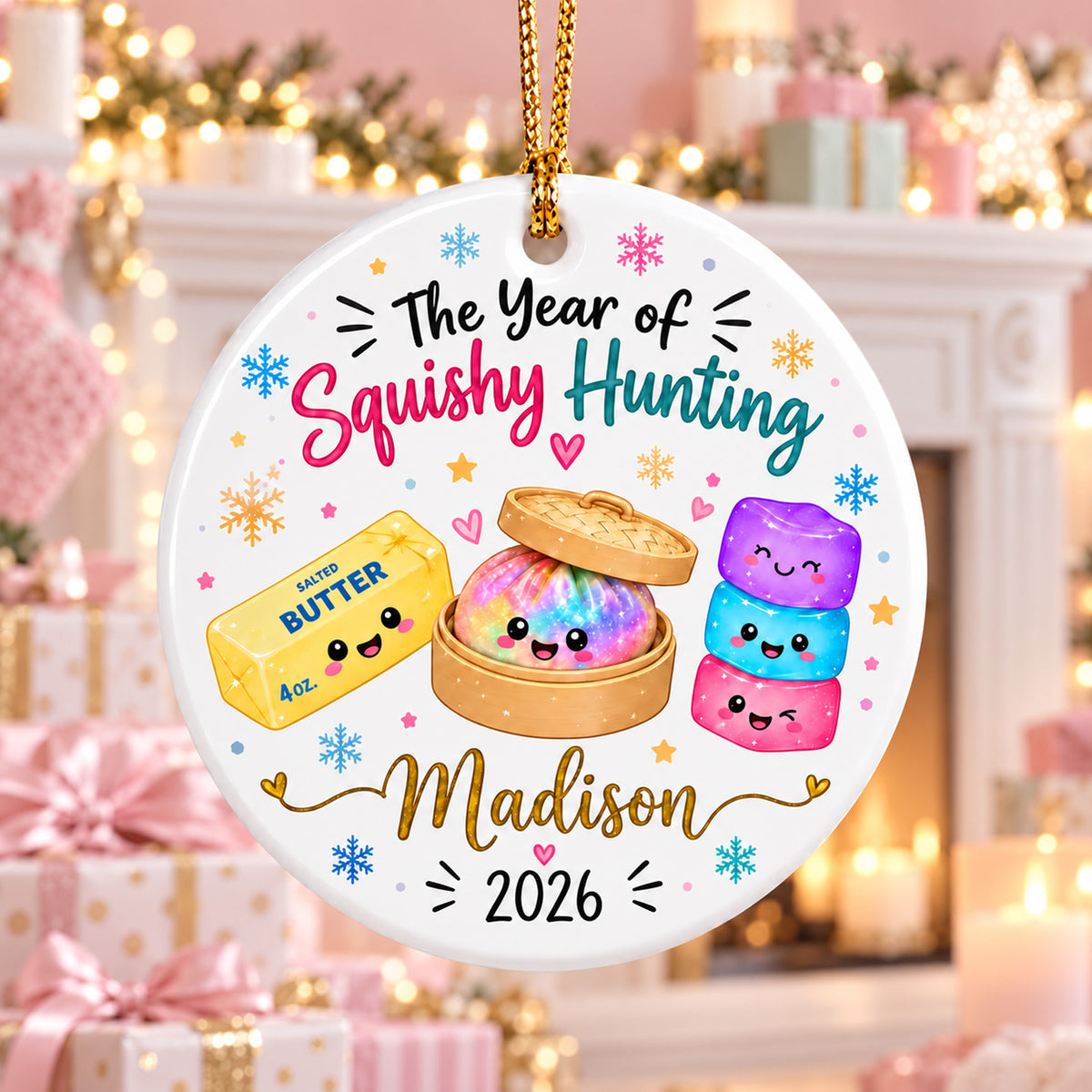 Personalized Squishy Ceramic Ornament 2026, Custom Kids Name Year of Squishy Hunting Christmas Gift 686440 WFD