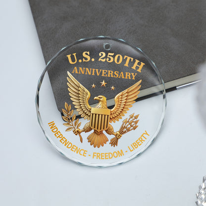 USA 250 Years Anniversary Glass Ornament | Patriotic 4th of July | Happy 250th Birthday America Christmas Ornament 682714
