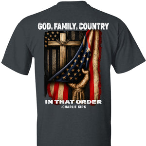 God Family Country Charlie Kirk Memorial Shirt | Charlie kirk T-Shirt | Pray For Charlie Kirk Backside Shirt 683193