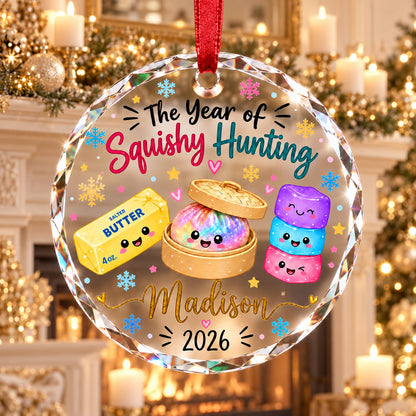Personalized Squishy Glass Ornament 2026, Custom Kids Name Year of Squishy Hunting Christmas Gift 686440 WFD